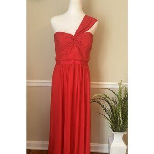NWT BCBG Maxazria Size 8 Jamille One Shoulder Maxi Dress Chiffon Red Berry